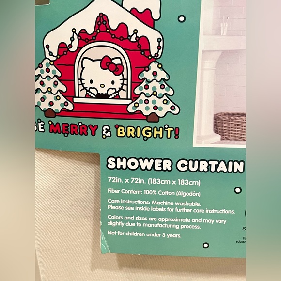 Hello Kitty Christmas Holiday Bathroom Shower Curtain - Picture 3 of 4
